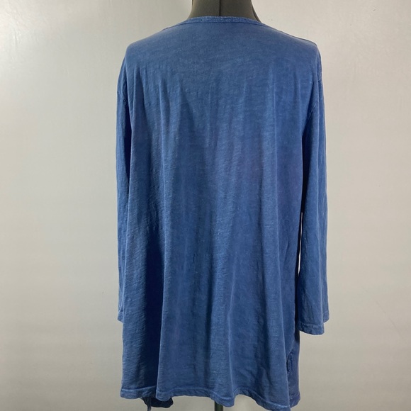 Jess & Jane Tunic Women Size Xl Lagon  Blue w White Floral Design 3/4 Sleeve - Picture 7 of 11